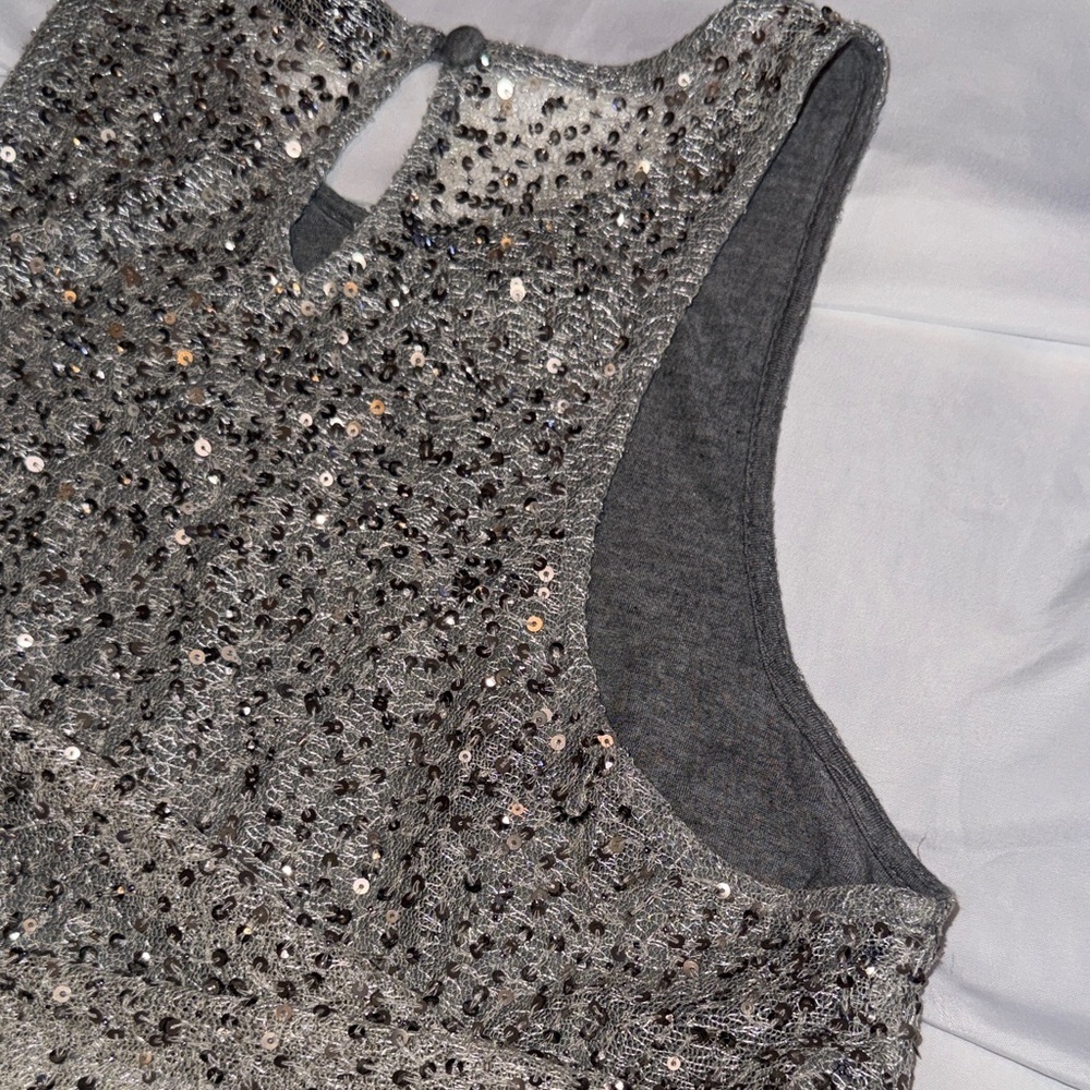Topshop Silver Sequin Cropped Halter Tank - Picture 11 of 12